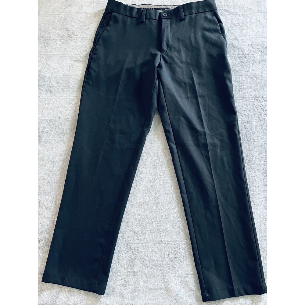 Haggar Men's Cool 18 Pro Straight Fit Moisture-Wick Black Dress Pants 33Wx30L